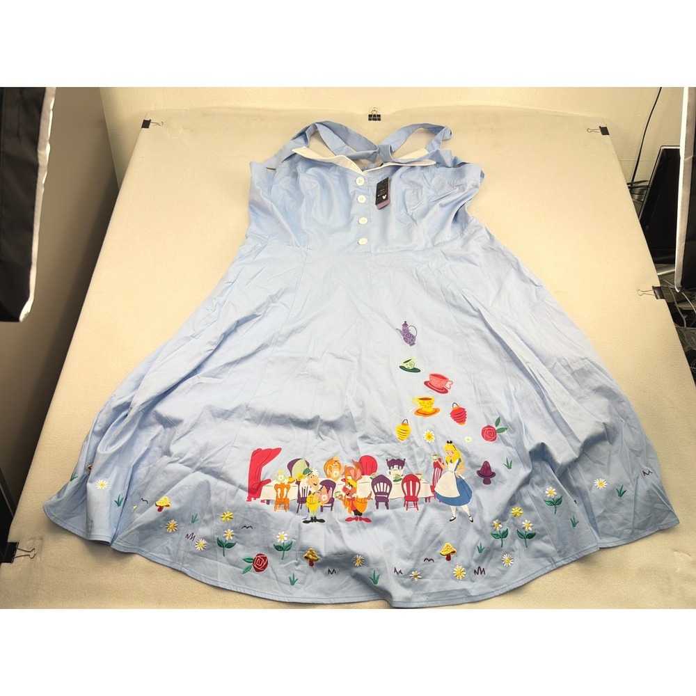 Her Universe Disney Alice in Wonderland Tea Party Halter Dress Blue Plus Size 3
